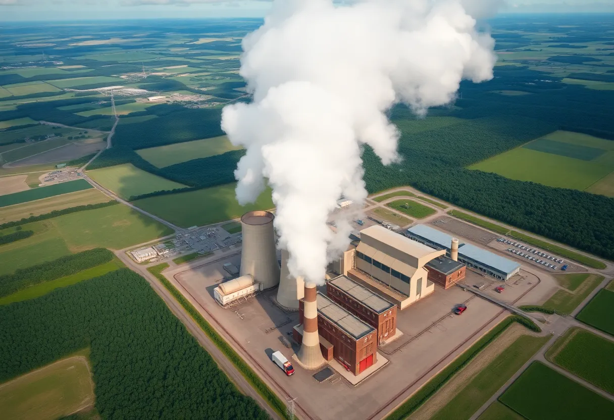 Aerial view of J.H. Campbell coal-fired power plant in Michigan