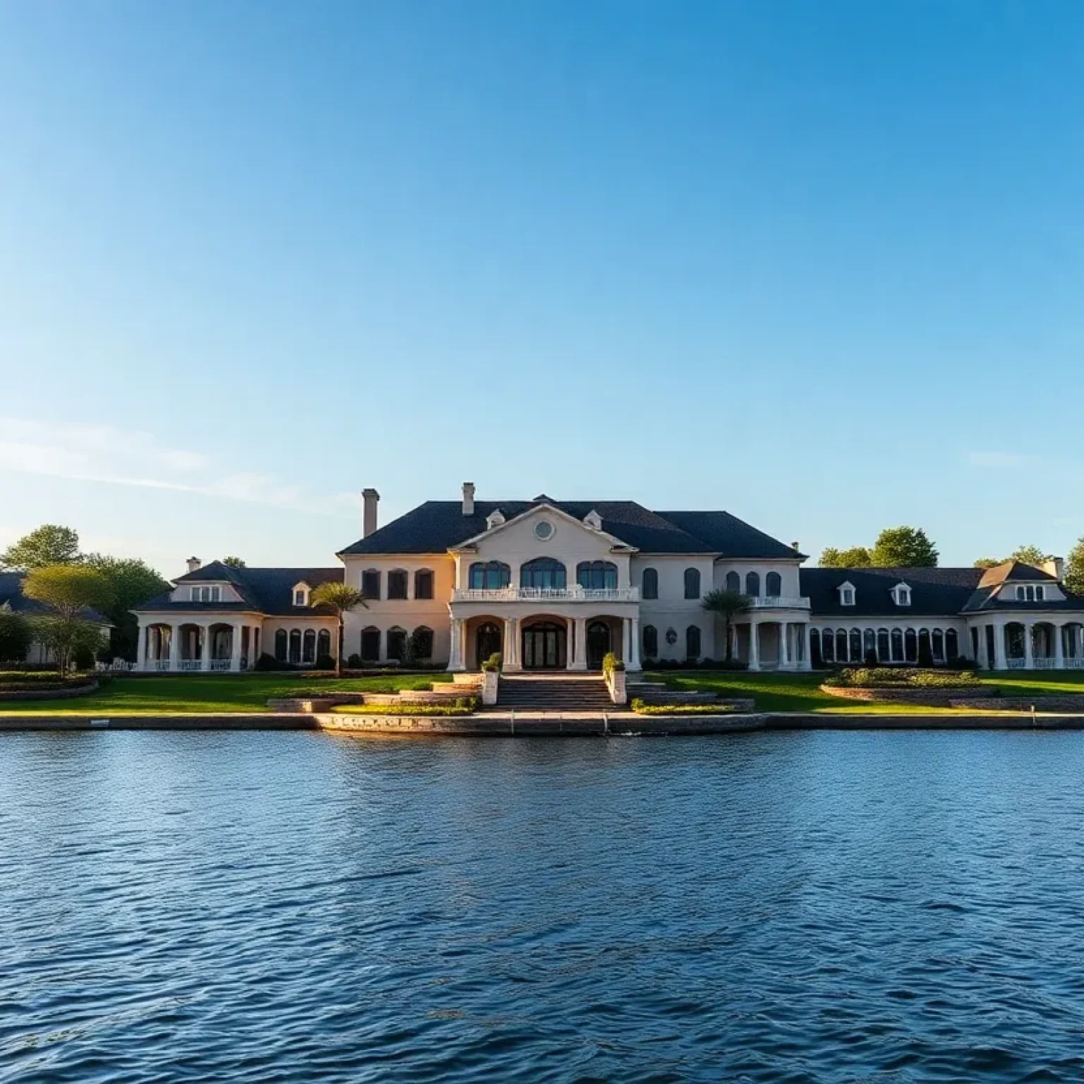 Luxurious lakeside estate with stunning architecture and views