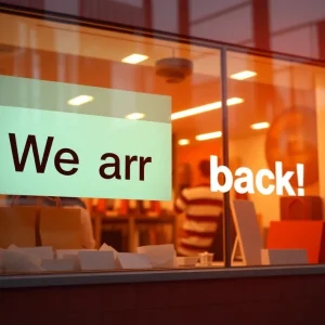 Marks & Spencer storefront with a recovery theme