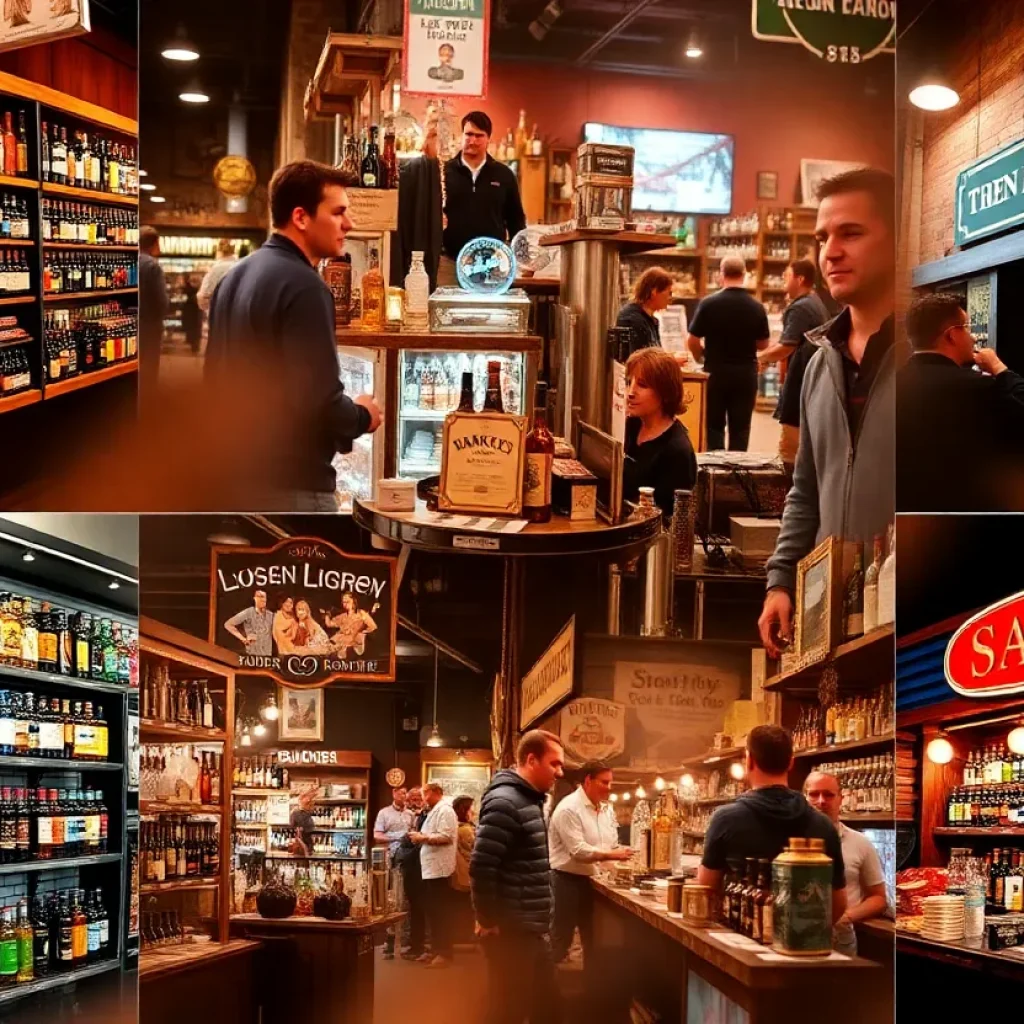 Interior of a Michigan liquor store displaying various spirits