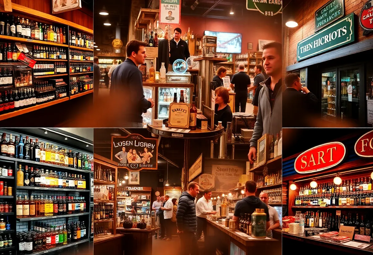 Interior of a Michigan liquor store displaying various spirits