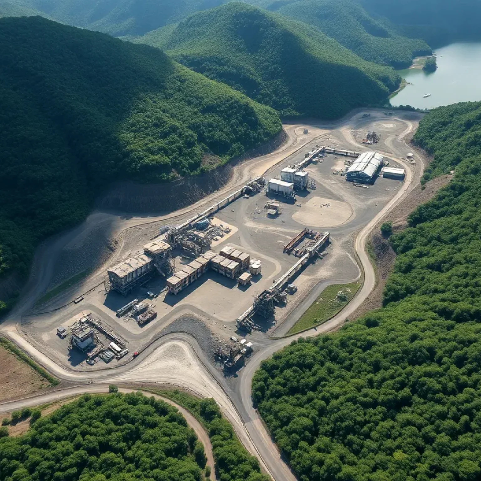 Aerial view of the Michigan Potash mining facility surrounded by nature