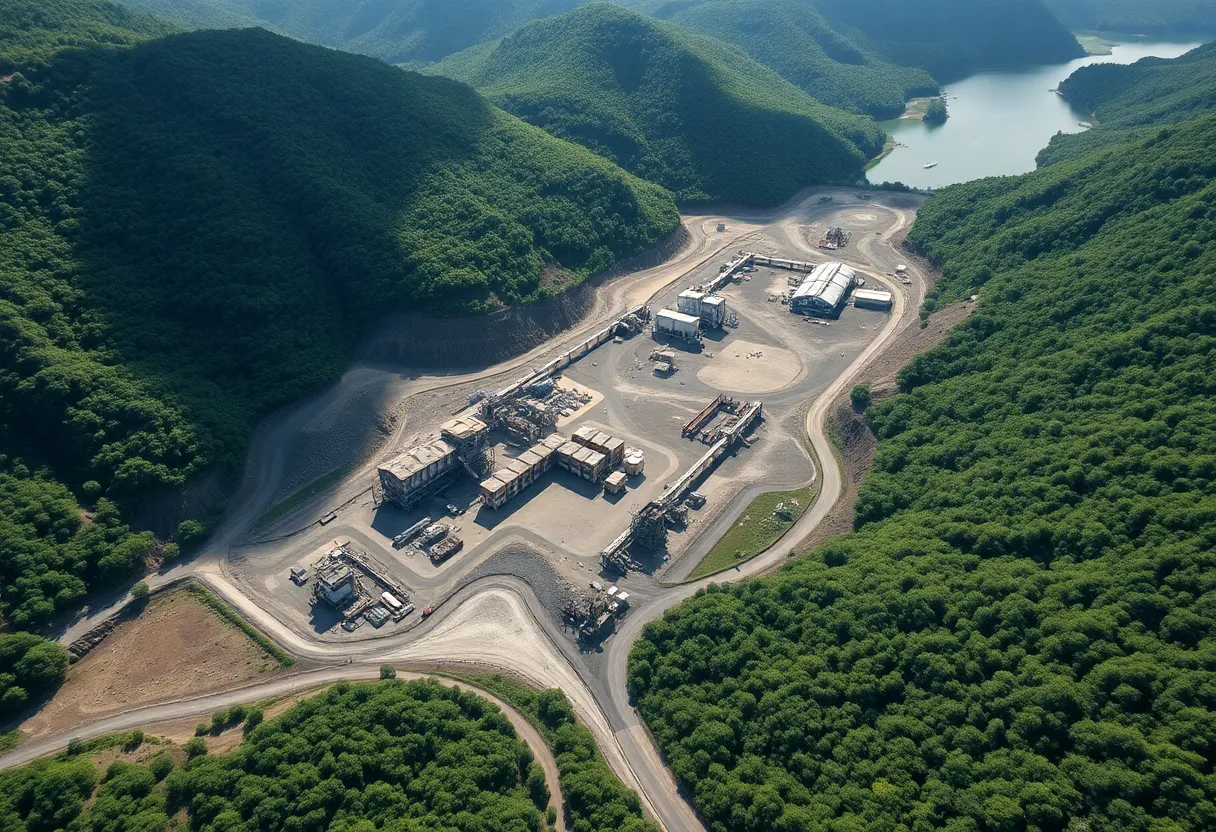 Aerial view of the Michigan Potash mining facility surrounded by nature