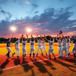 Michigan State baseball team celebrating a victory on the field