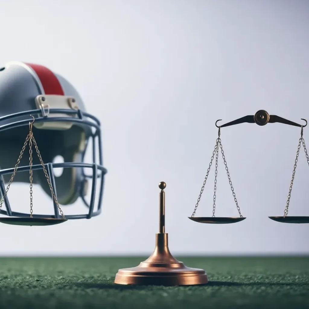 Illustration representing NCAA investigation into college football integrity and allegations.