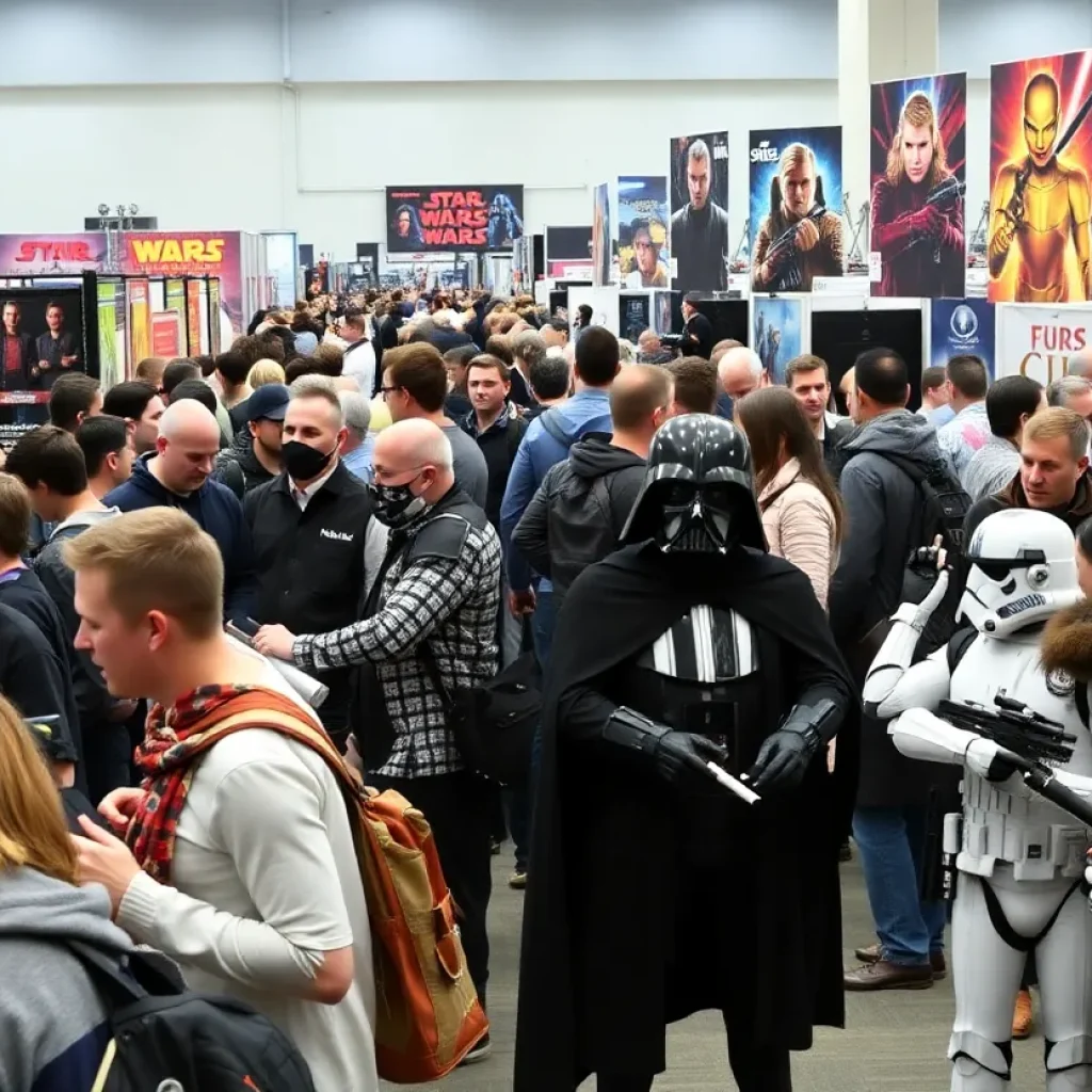 Fans at the Motor City Comic Con interacting with Star Wars celebrities