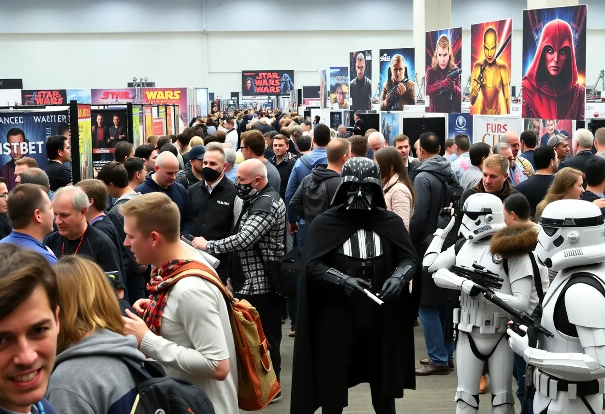 Fans at the Motor City Comic Con interacting with Star Wars celebrities