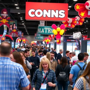 Fans enjoying the Motor City Comic Con atmosphere with celebrities and merchandise booths.