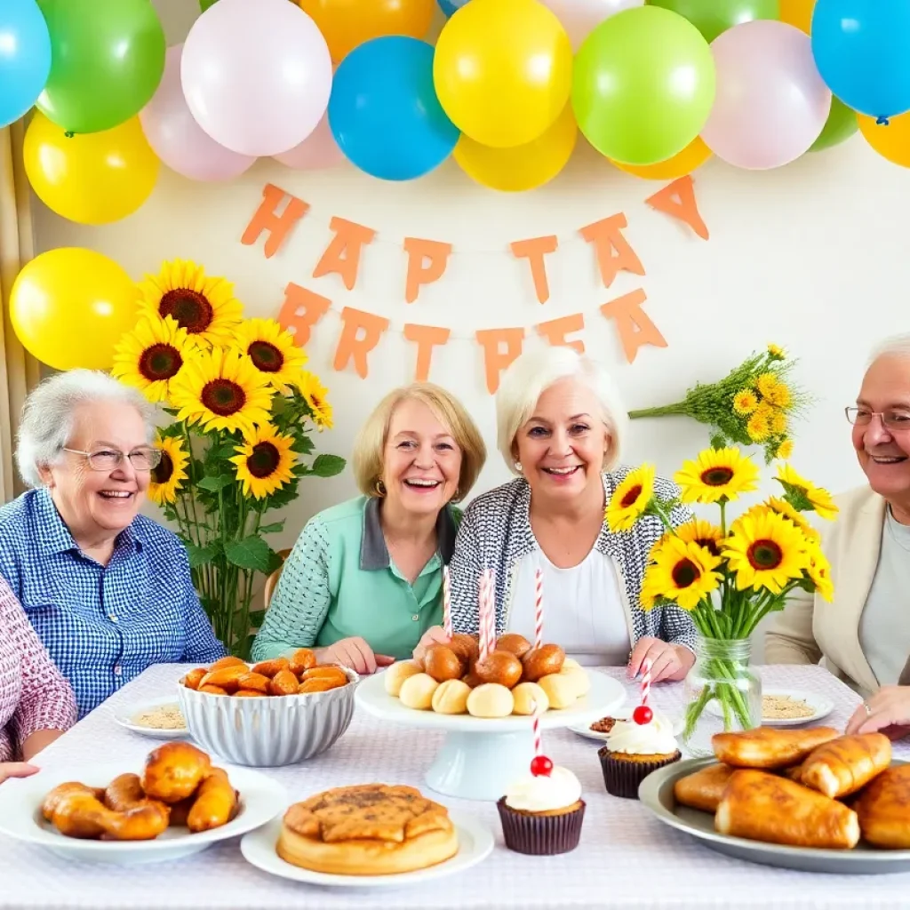 Celebration for a 101st birthday with food and decorations.