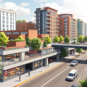 Concept art of the Novi City West mixed-use development