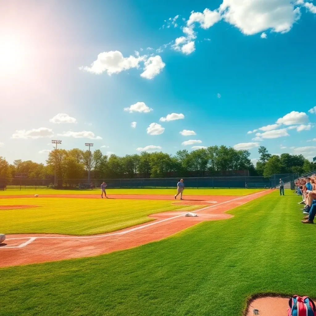 Pioneer High School baseball players practicing on the field.