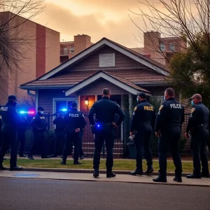 French police conducting a rescue operation in an urban area.