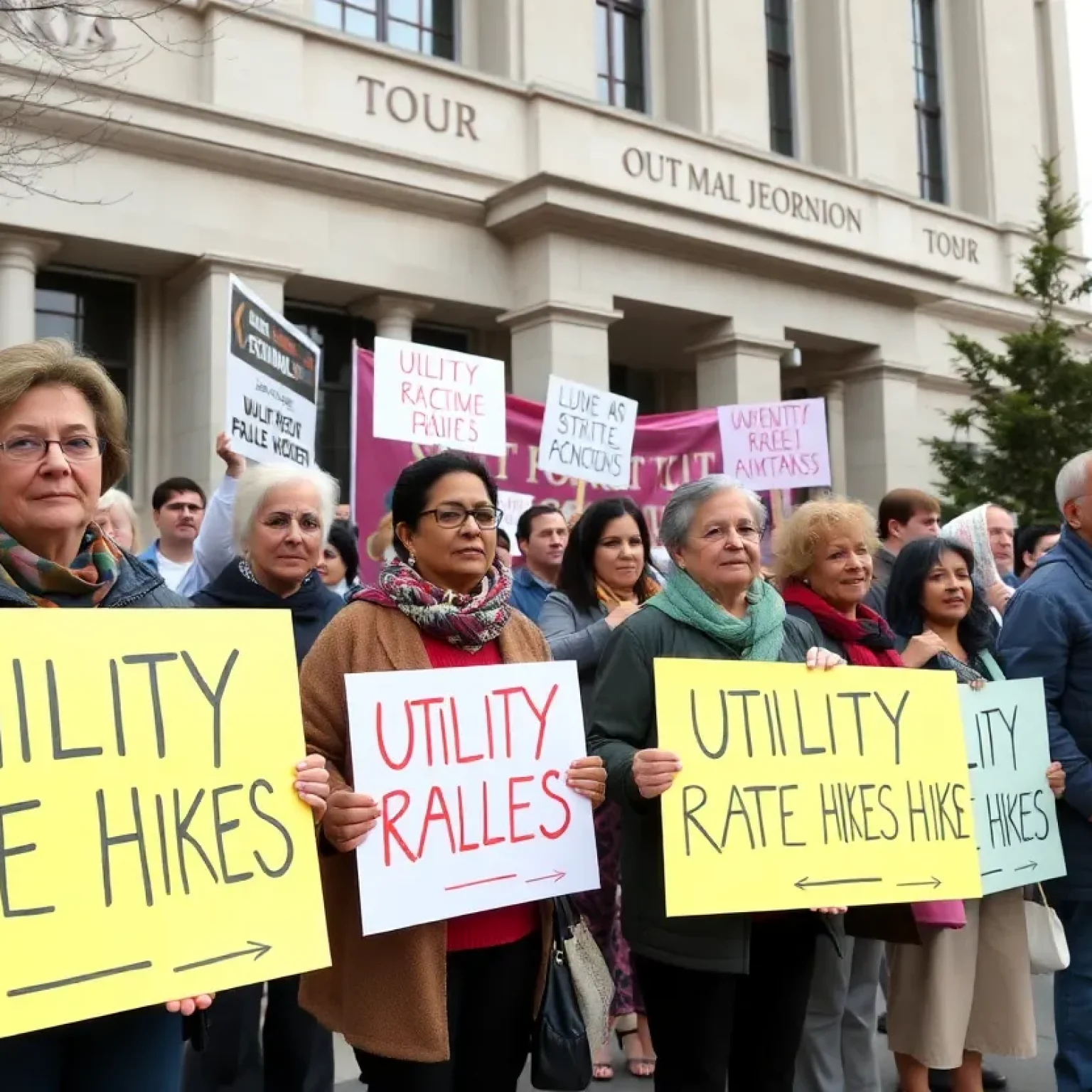 Residents rallying outside for energy rate justice