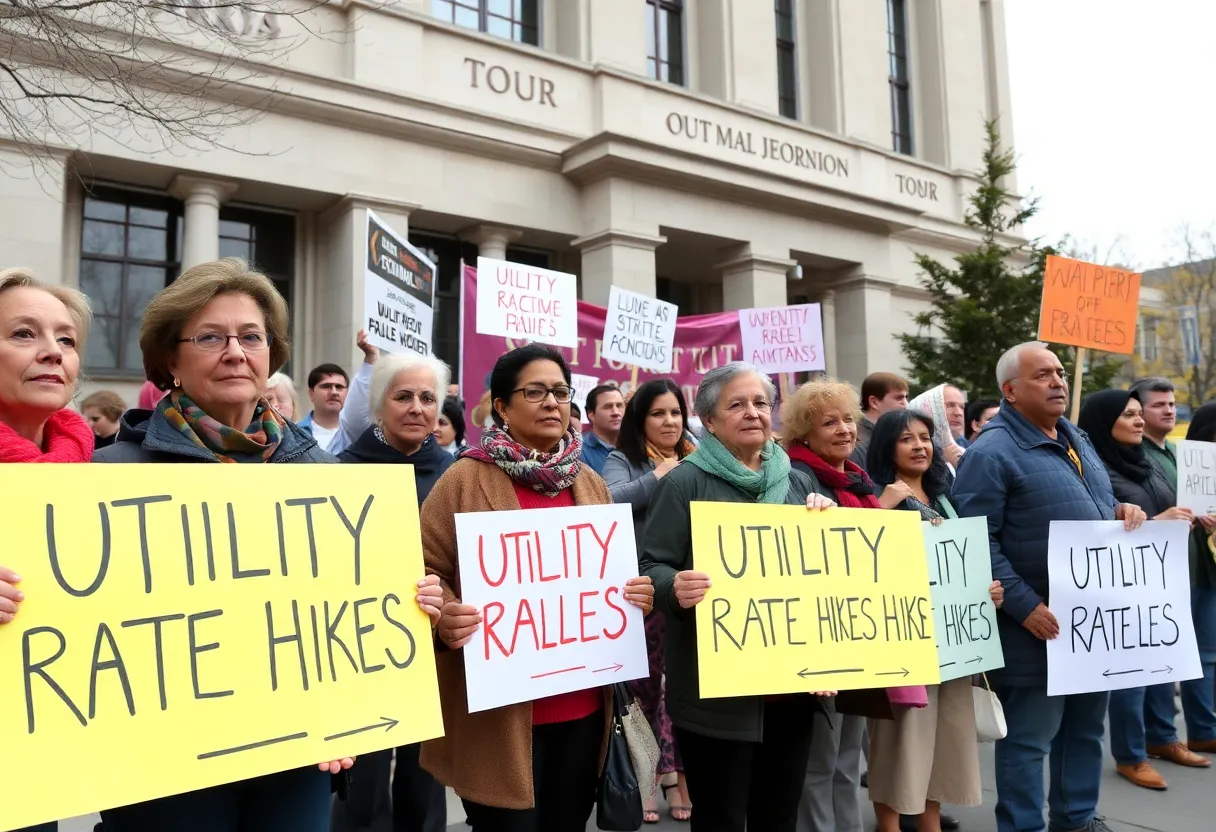 Residents rallying outside for energy rate justice