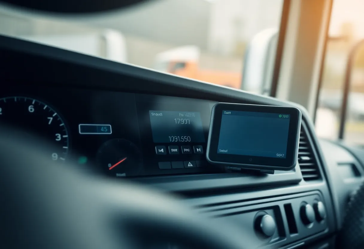 SE5000 Smart 2 Tachograph installed on a commercial vehicle's dashboard