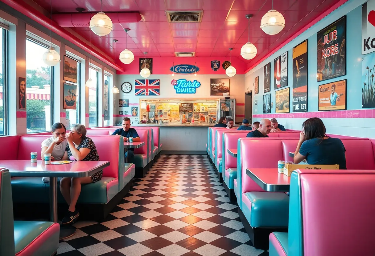 Interior view of The Grand Diner with retro decor