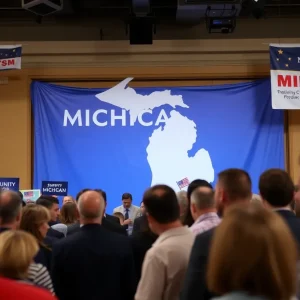 Political fundraiser gathering with supporters in Michigan
