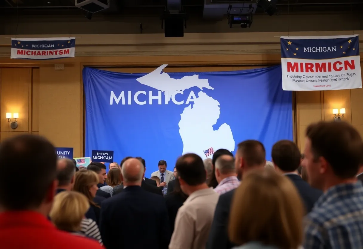 Political fundraiser gathering with supporters in Michigan