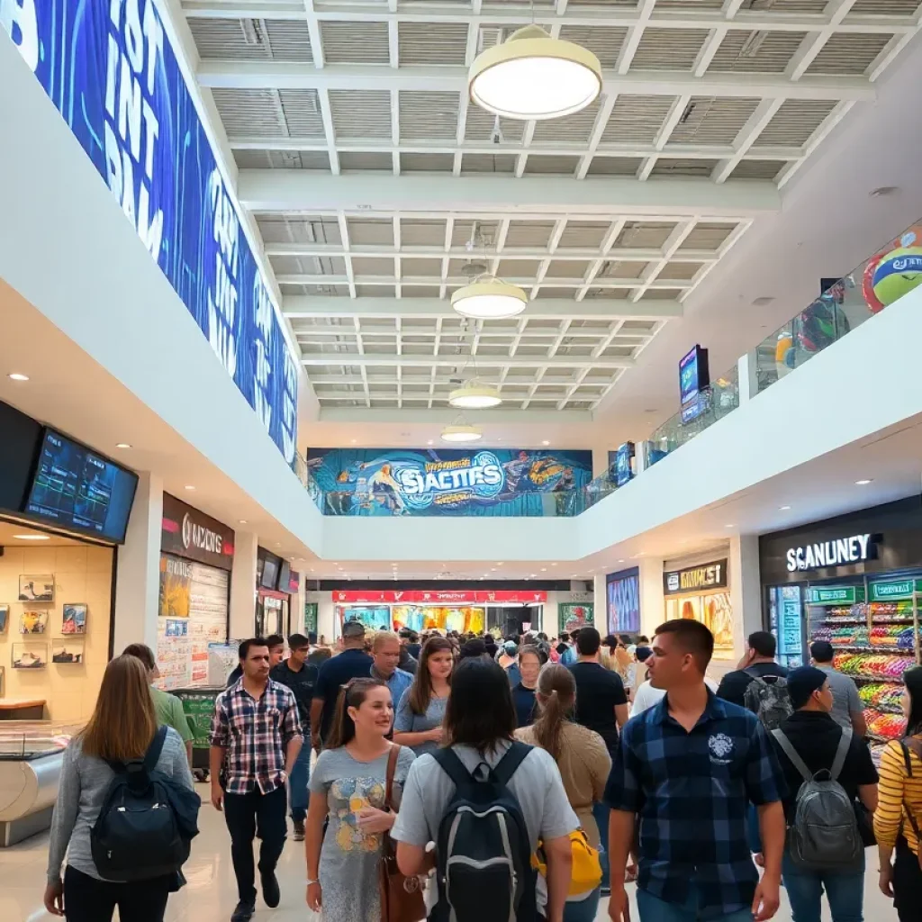 Interior of Twelve Oaks Mall showing entertainment options