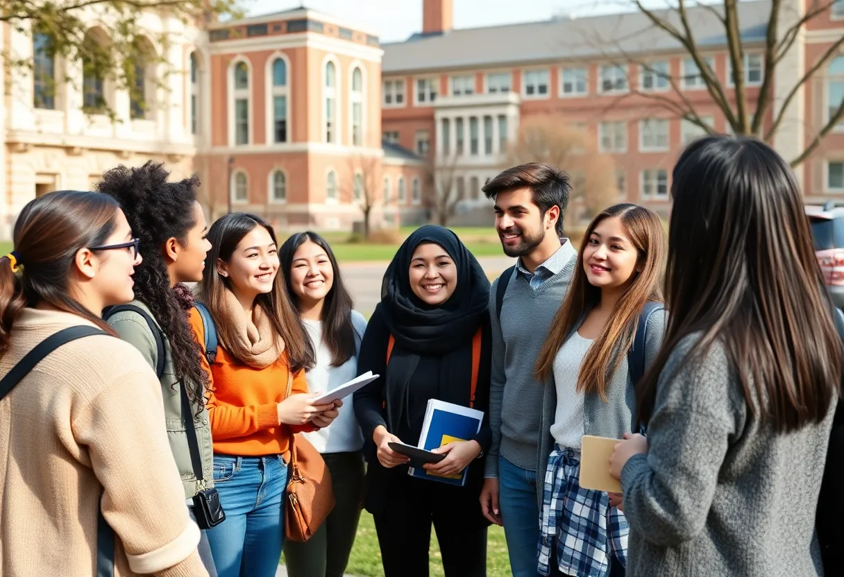 Students and faculty engaging in discussion at the university