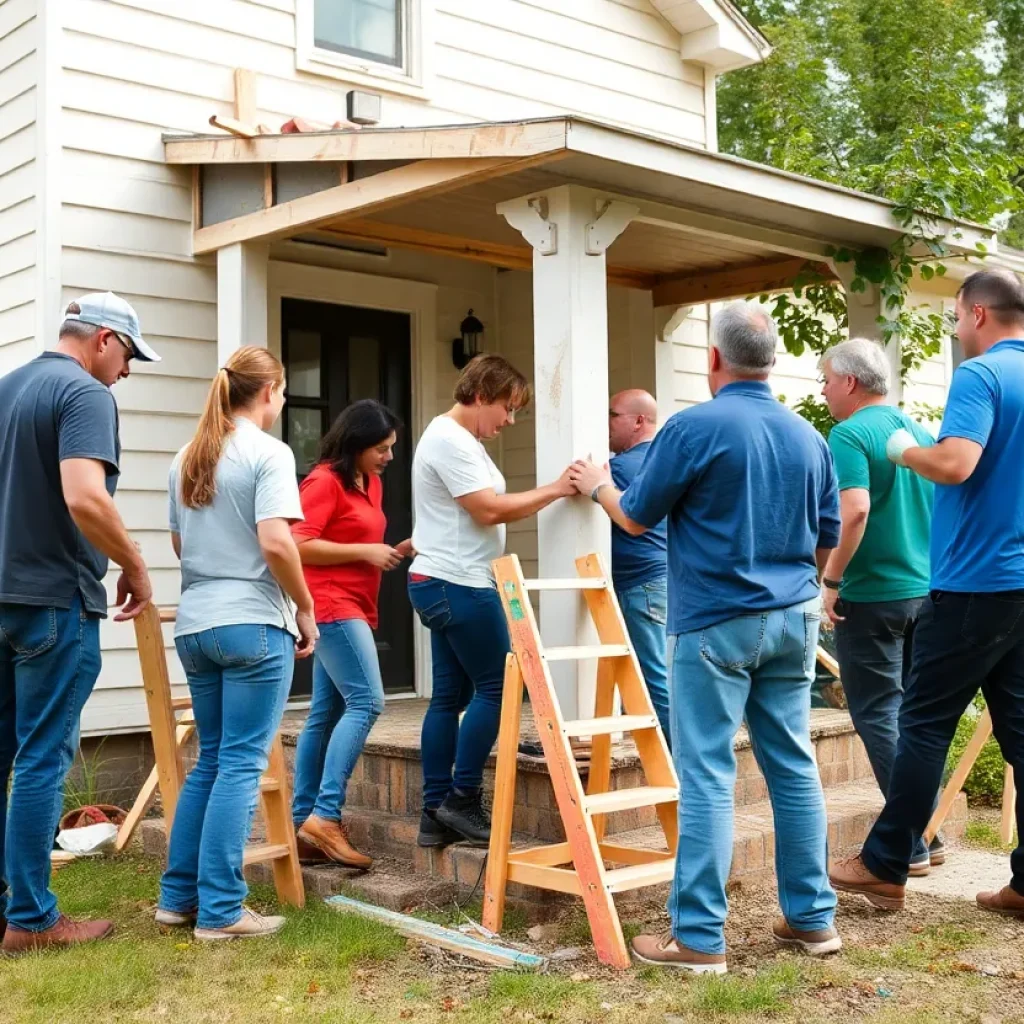 Volunteers from St. James Catholic Church providing home repairs