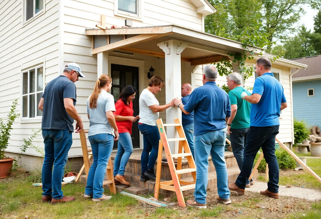 Volunteers from St. James Catholic Church providing home repairs