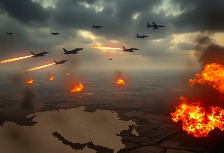Airstrike operation symbolizing military action against nuclear threats