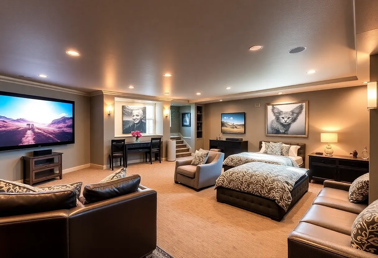 Basement remodeling ideas showcasing various functional spaces
