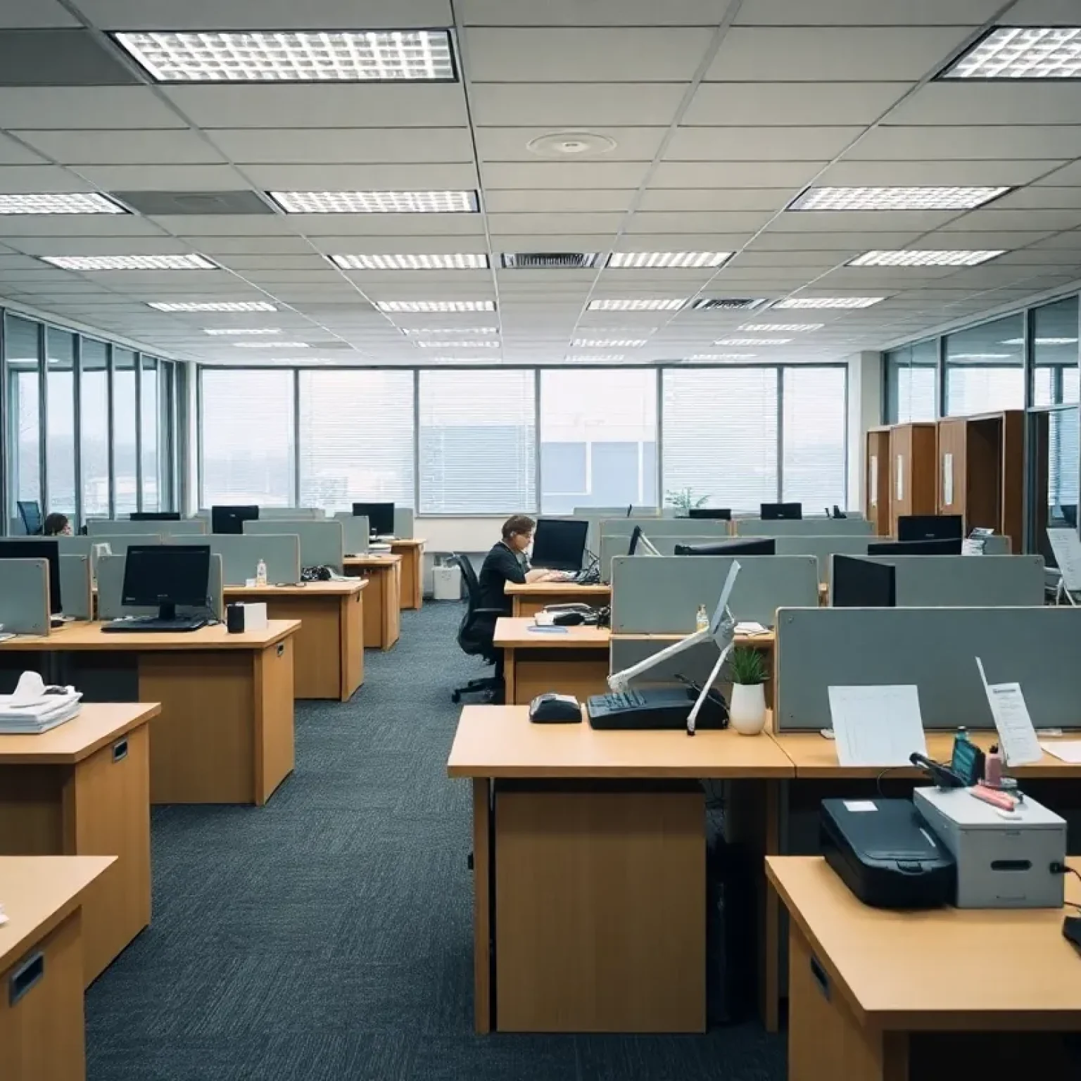 Empty office workspace after layoffs at BCBSM
