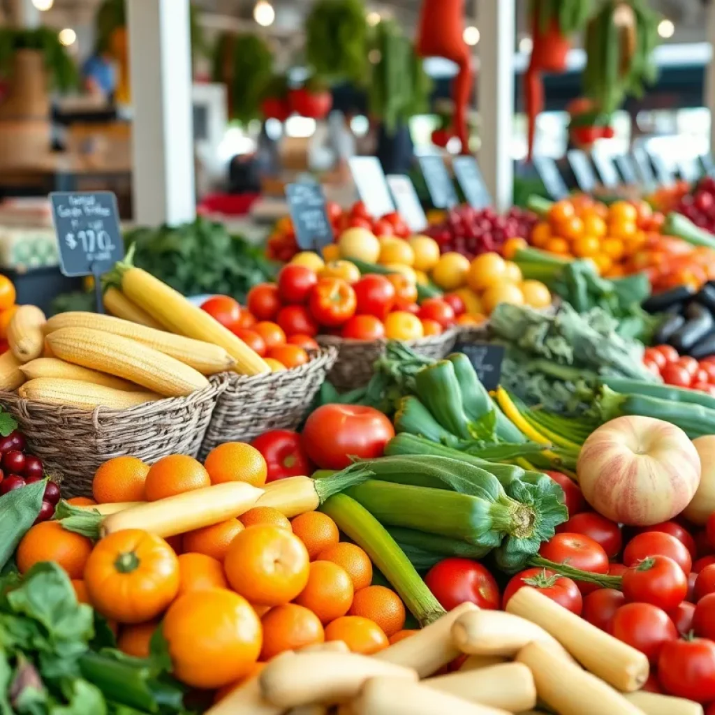 Vibrant local produce arrangement at Busch's Fresh Food Market