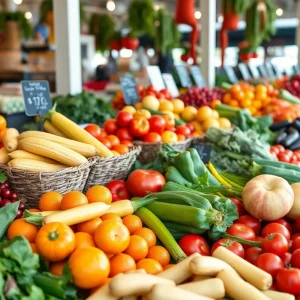 Vibrant local produce arrangement at Busch's Fresh Food Market