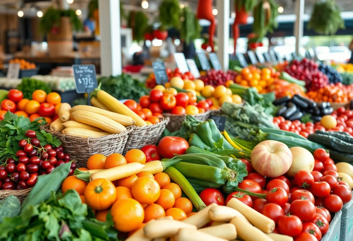 Vibrant local produce arrangement at Busch's Fresh Food Market
