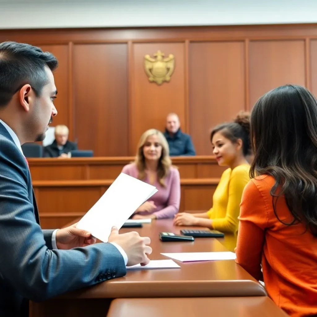 An abstract representation of a family law courtroom illustrating fairness in legal proceedings.
