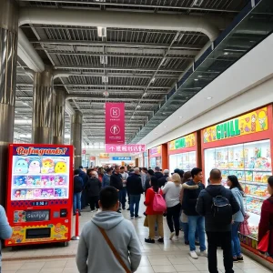 Shoppers waiting in line for Labubu toys in Twelve Oaks Mall