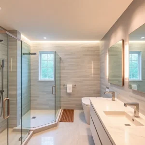 Stylish bathroom with custom renovations and modern fixtures