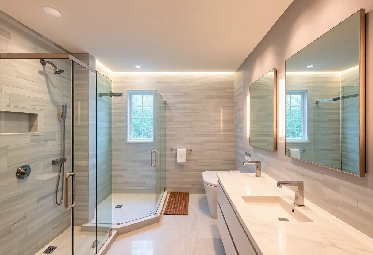 Stylish bathroom with custom renovations and modern fixtures