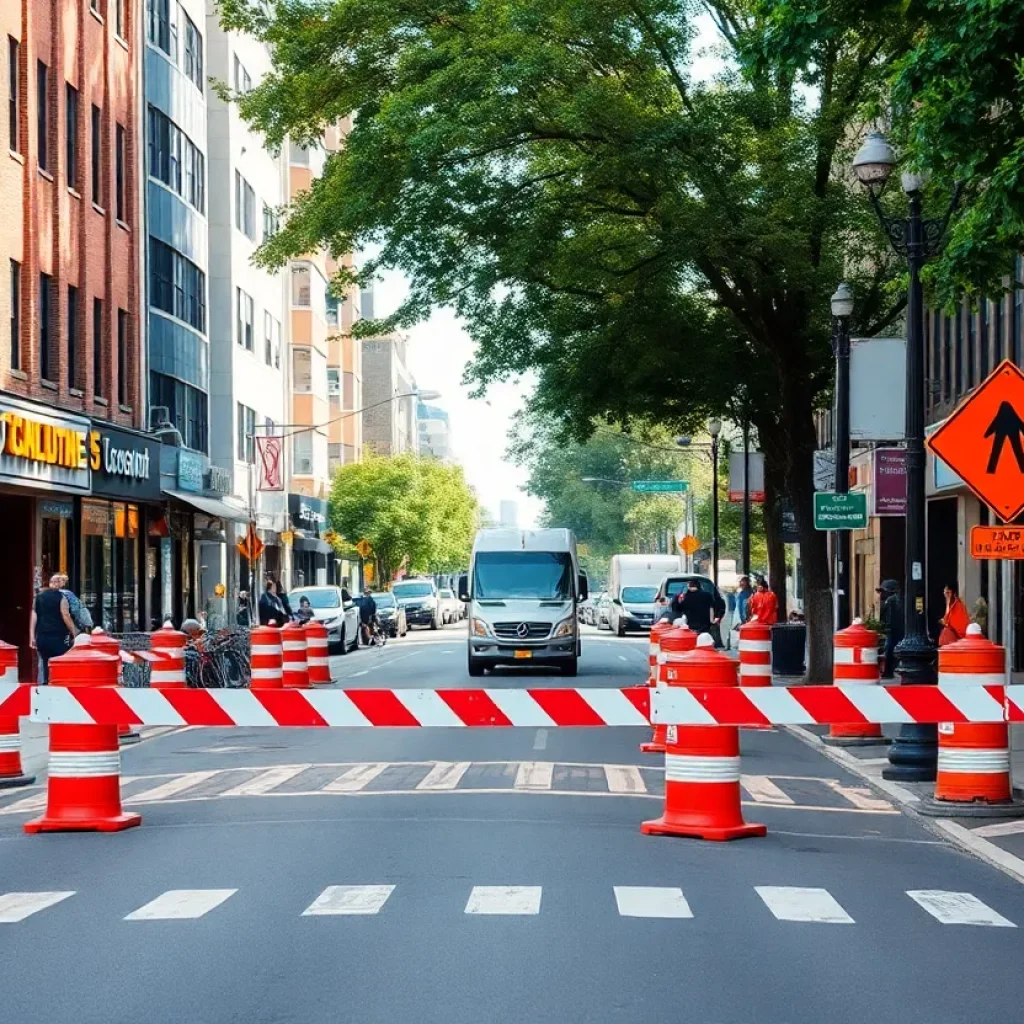 Scene of construction on Michigan Avenue affecting local businesses