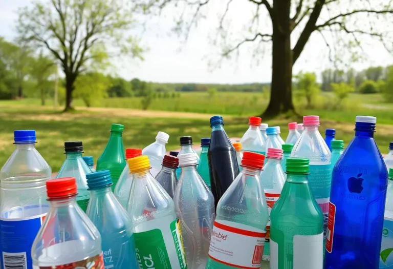 Recycled bottles representing Michigan's bottle return program