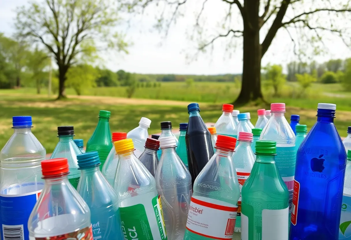 Recycled bottles representing Michigan's bottle return program