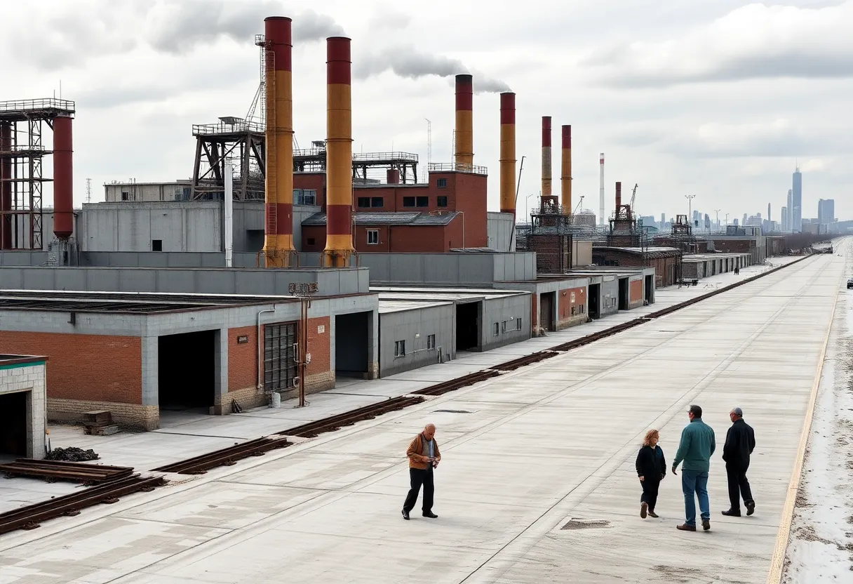Image depicting the struggle of the job market in Michigan with empty factories.