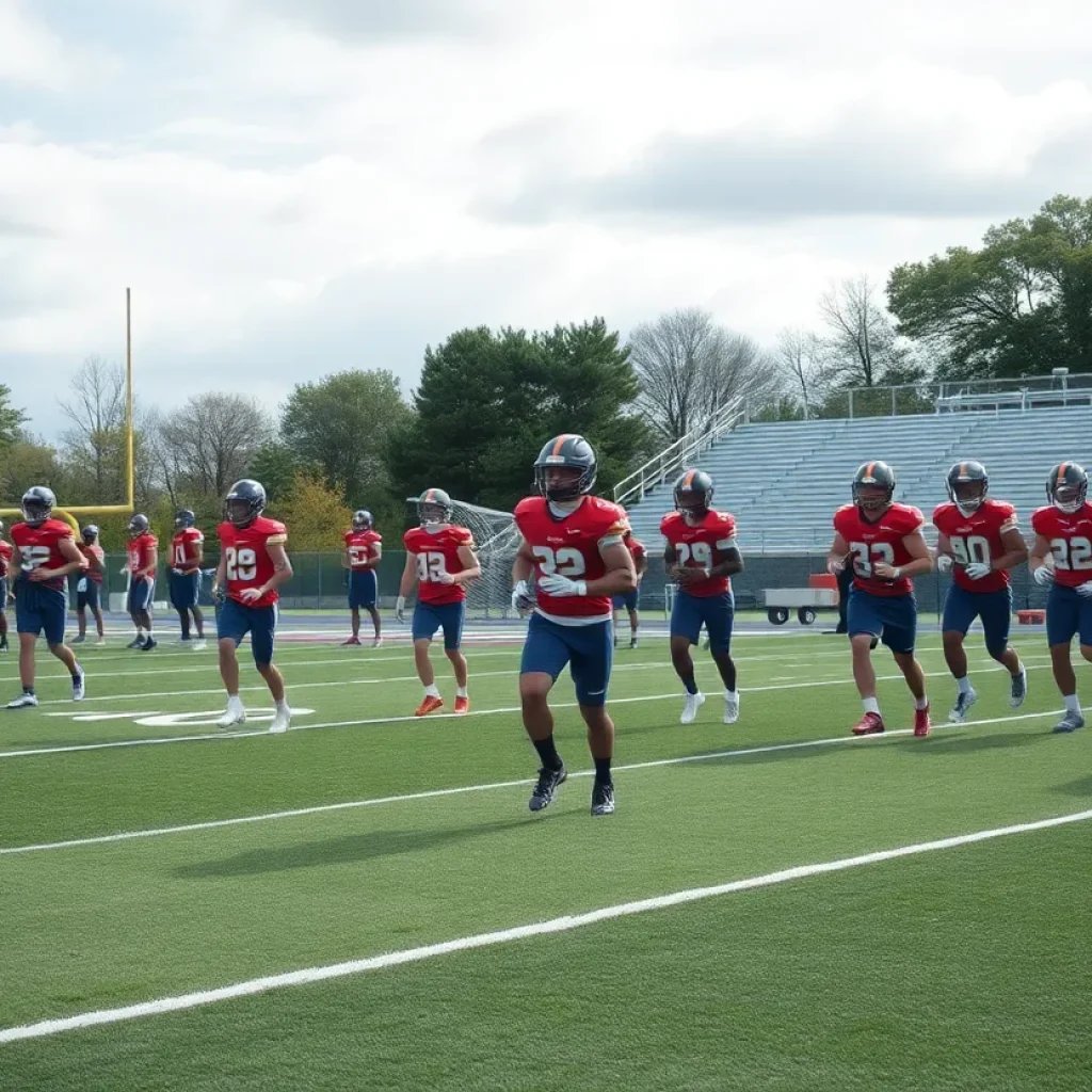 Football training session at Michigan State University