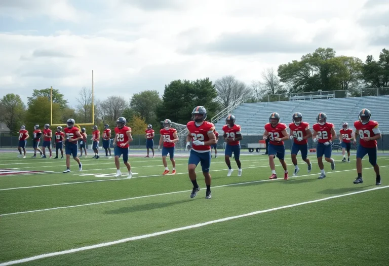 Football training session at Michigan State University