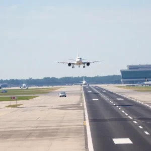 Runway at Newark Liberty International Airport with planes in action