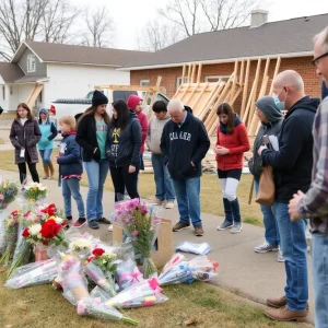 Community members assisting in home repairs after explosion