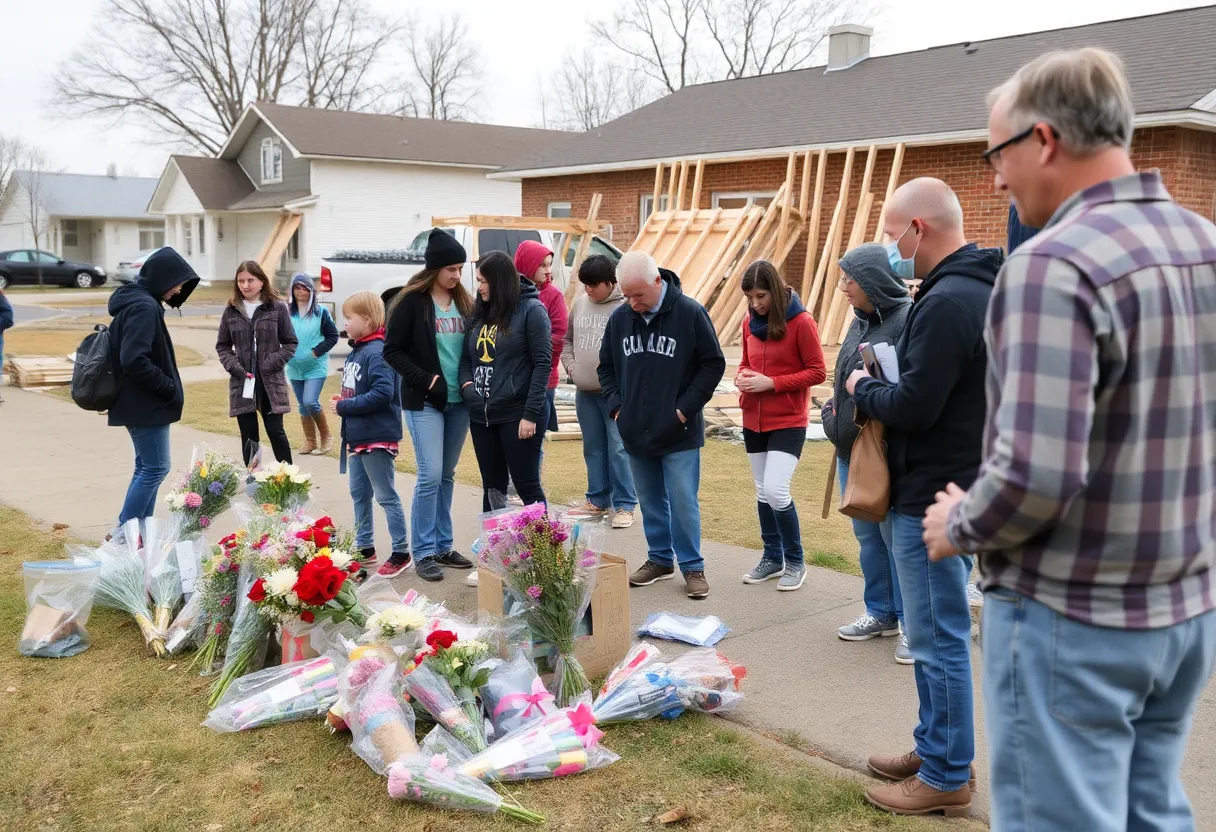 Community members assisting in home repairs after explosion