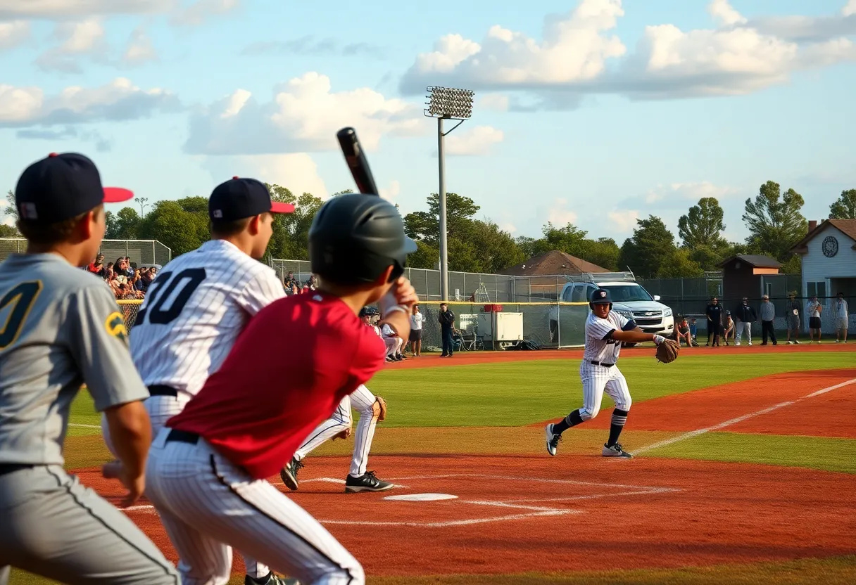 Novi High School baseball players in action during a game.