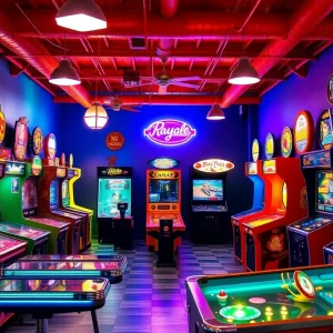 Vibrant remodeled arcade in Saline with vintage games