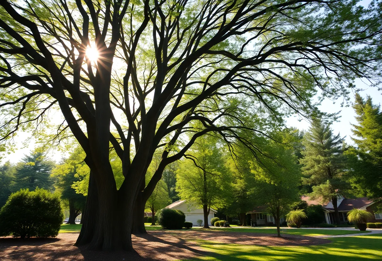 A grove of trees representing legacy and remembrance.
