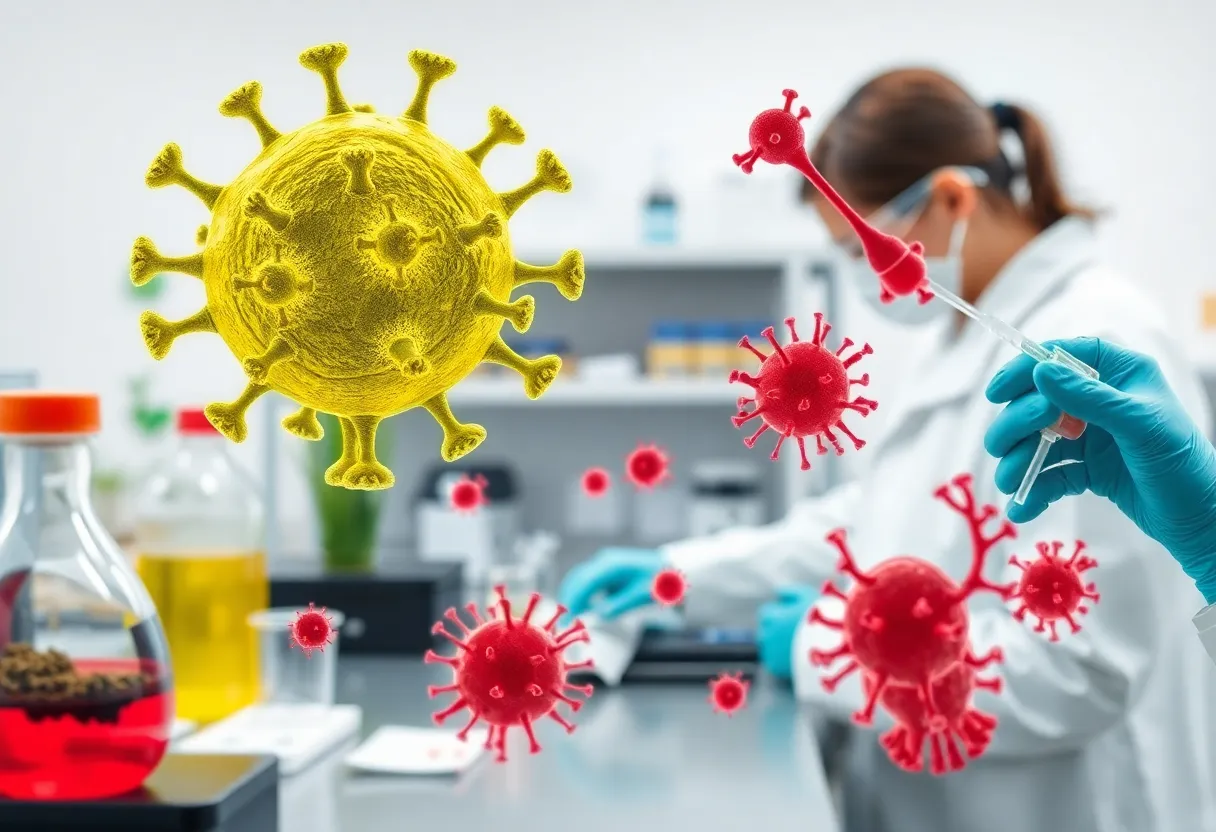 Laboratory setting with equipment for studying pathogens