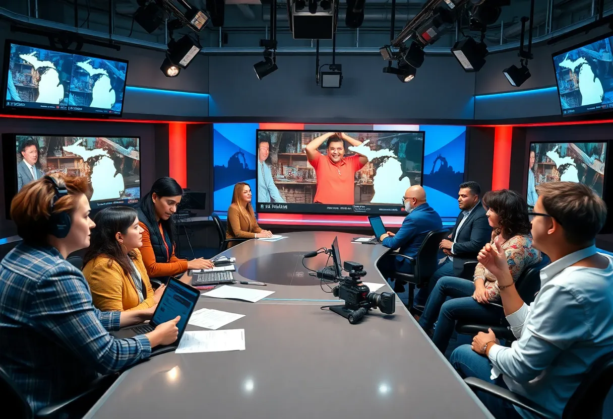 Spectrum News Michigan newsroom with reporters at work